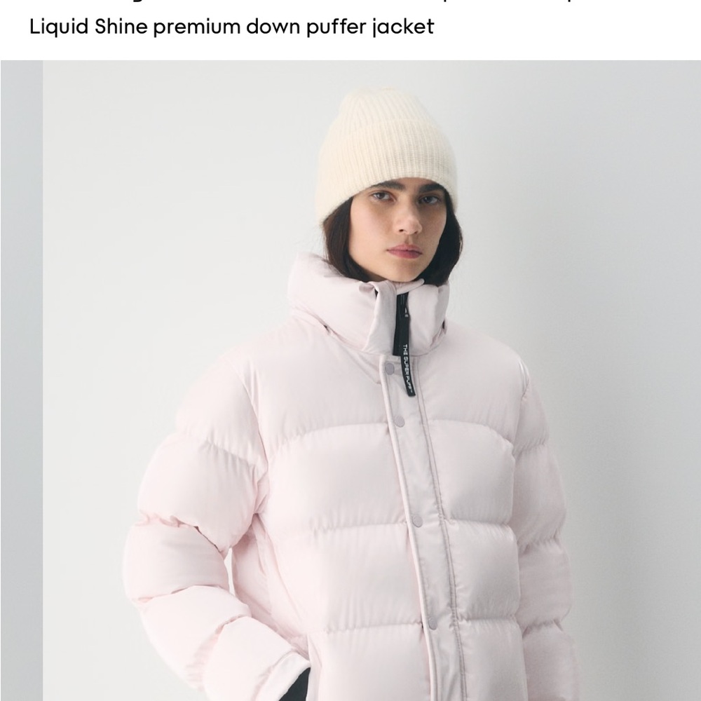 Aritzia Liquid Shine High-Neck Down Puffer - Pearl Pink